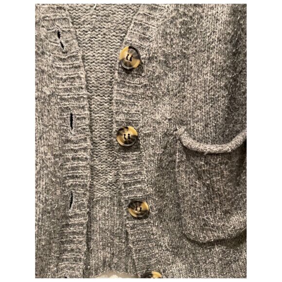 ZARA Knit Wool Button Down Grey Cardigan - Picture 3 of 5